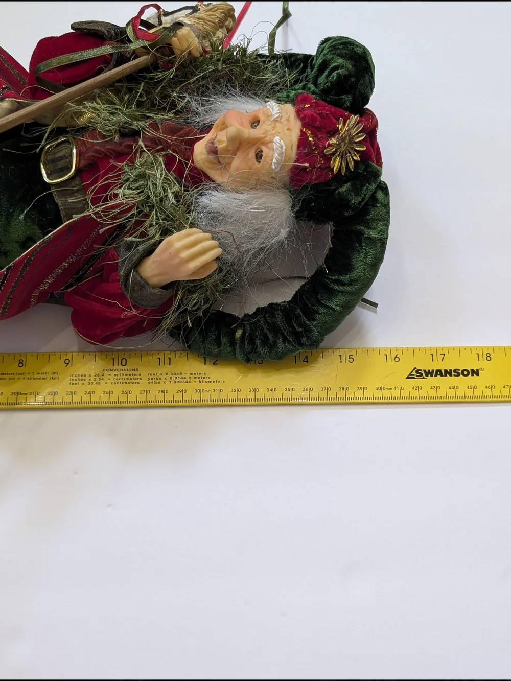 Festive Elf Doll in Green and Red Velvet